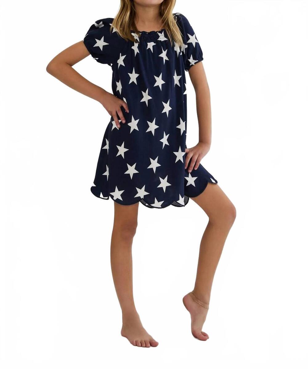 NEW BEACH RIOT girl's little ollie dress in blue